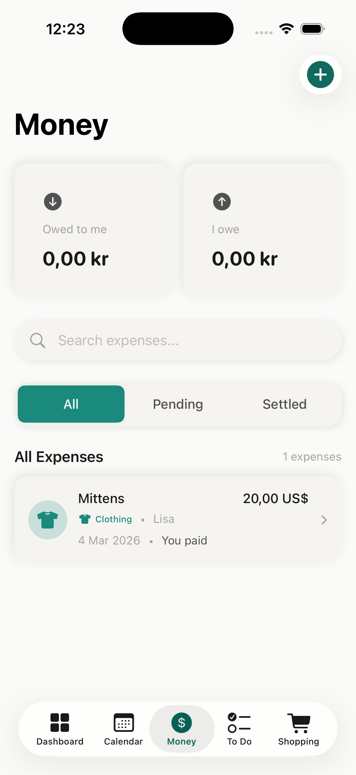 Pairently expenses view